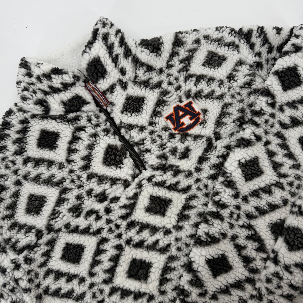 Pressbox Auburn Tigers Sherpa Fleece Pullover XL Black White Diamond 1/4 Zip